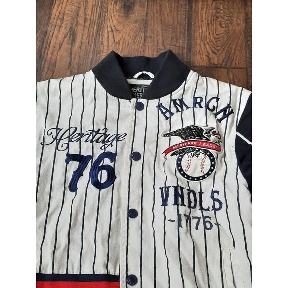 The Heritage by America Warriors Baseball 1776 Denim Jacket/Jersey Size M. Nice - Picture 4 of 13